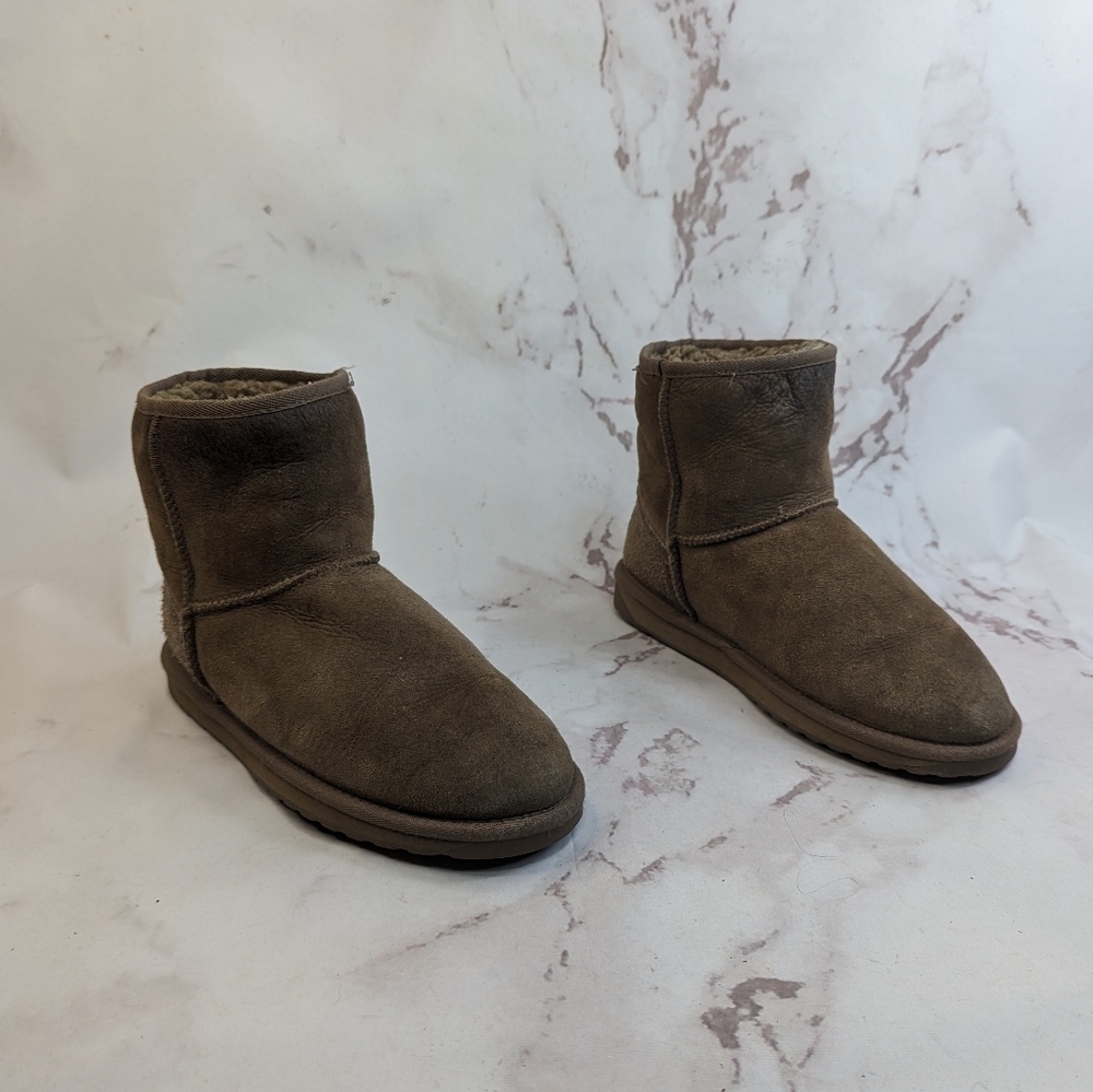 Emu Australia Boot Womens 8 Chestnut Short Ankle Bootie Shearling Stinger Mini